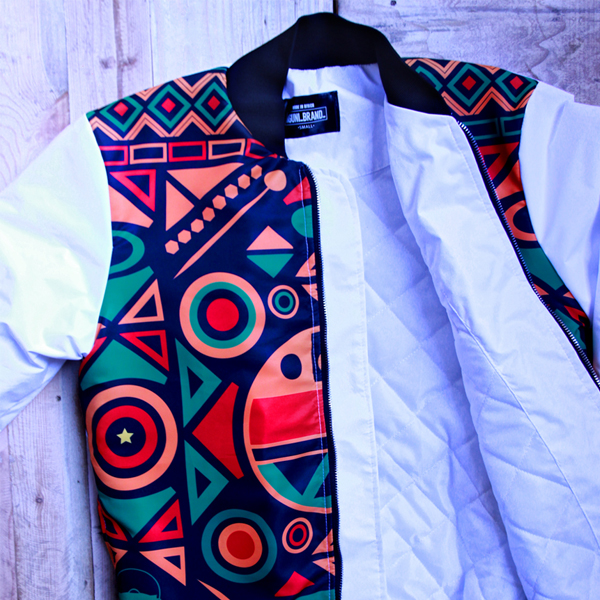 Iyana Unisex white Bomber Jacket - Image 2