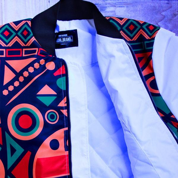 Iyana Unisex white Bomber Jacket - Image 4