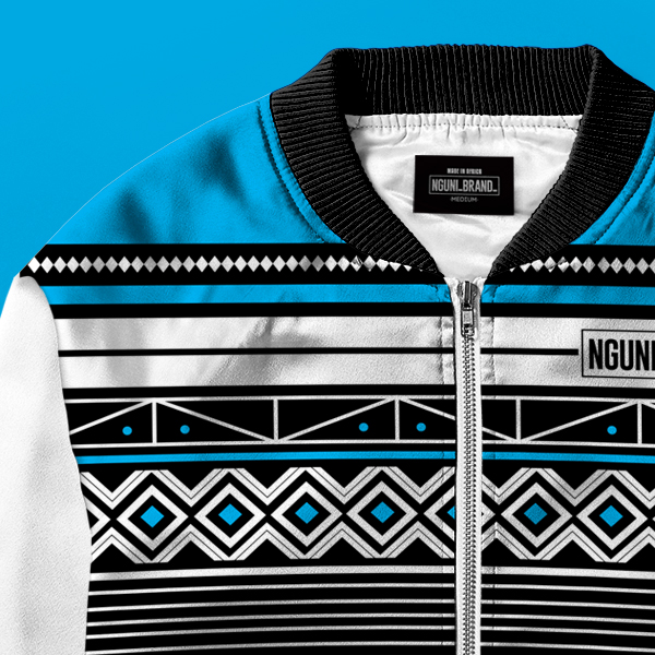 Nqadu Unisex white Bomber Jacket - Image 3